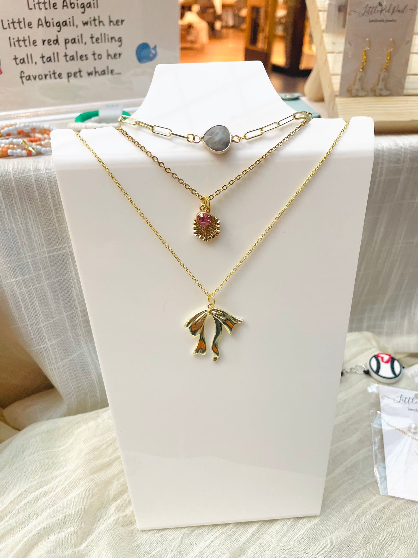 Initial necklace, gold chain with birthstone