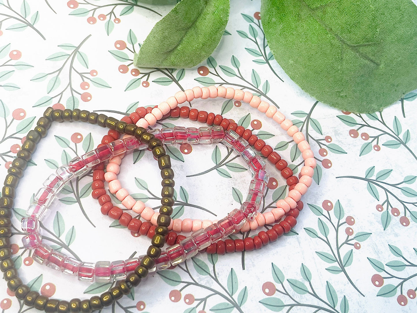 Pink and brown bronze shade Color stack bracelets