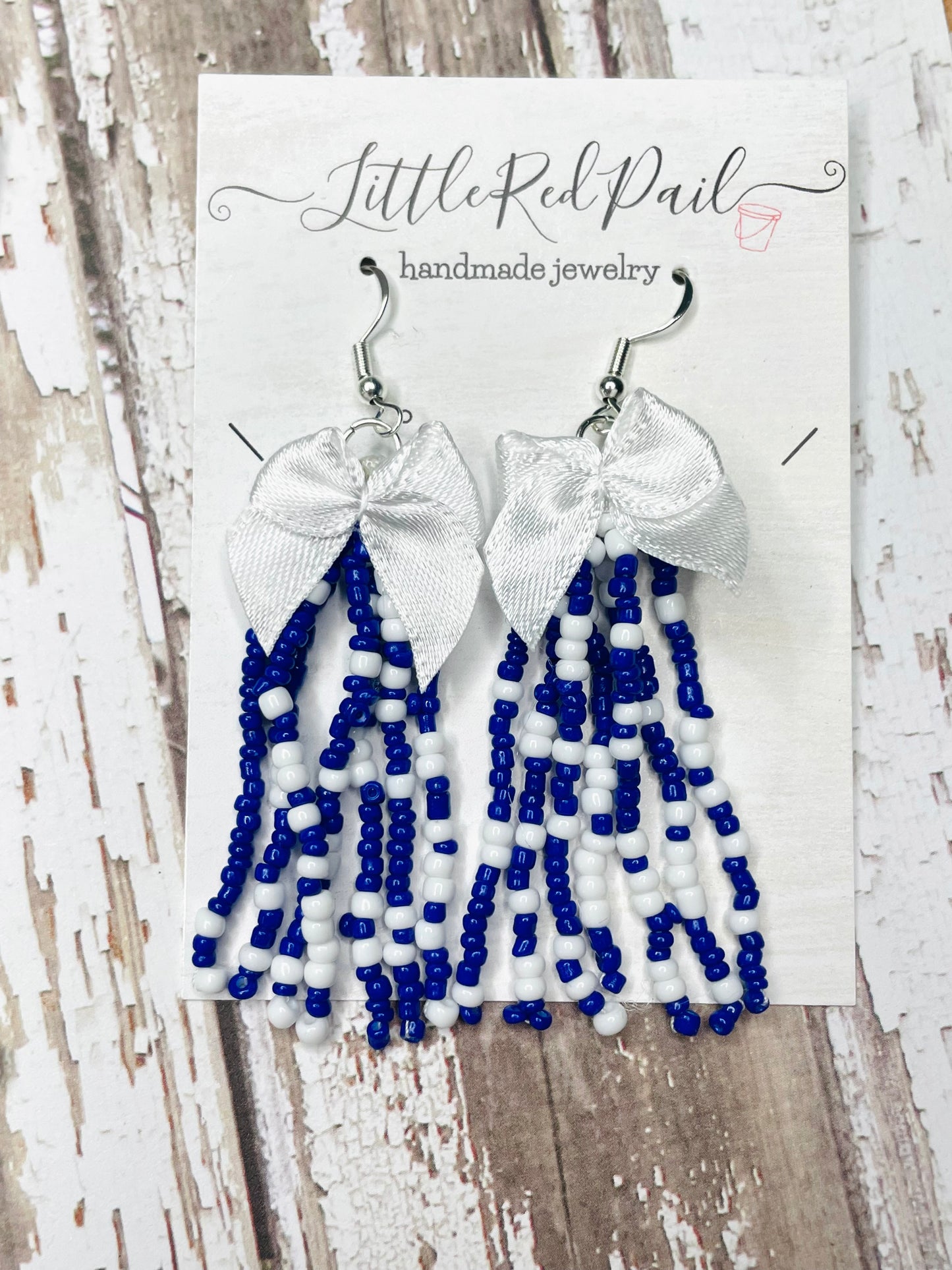 Beaded team earrings, Ole Miss earrings, custom team earrings