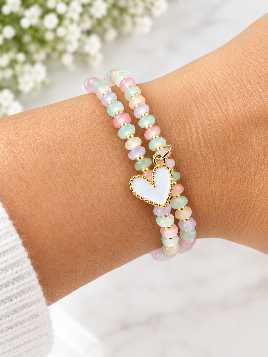 Summer Bracelet, pastel abacus gemstone bracelet