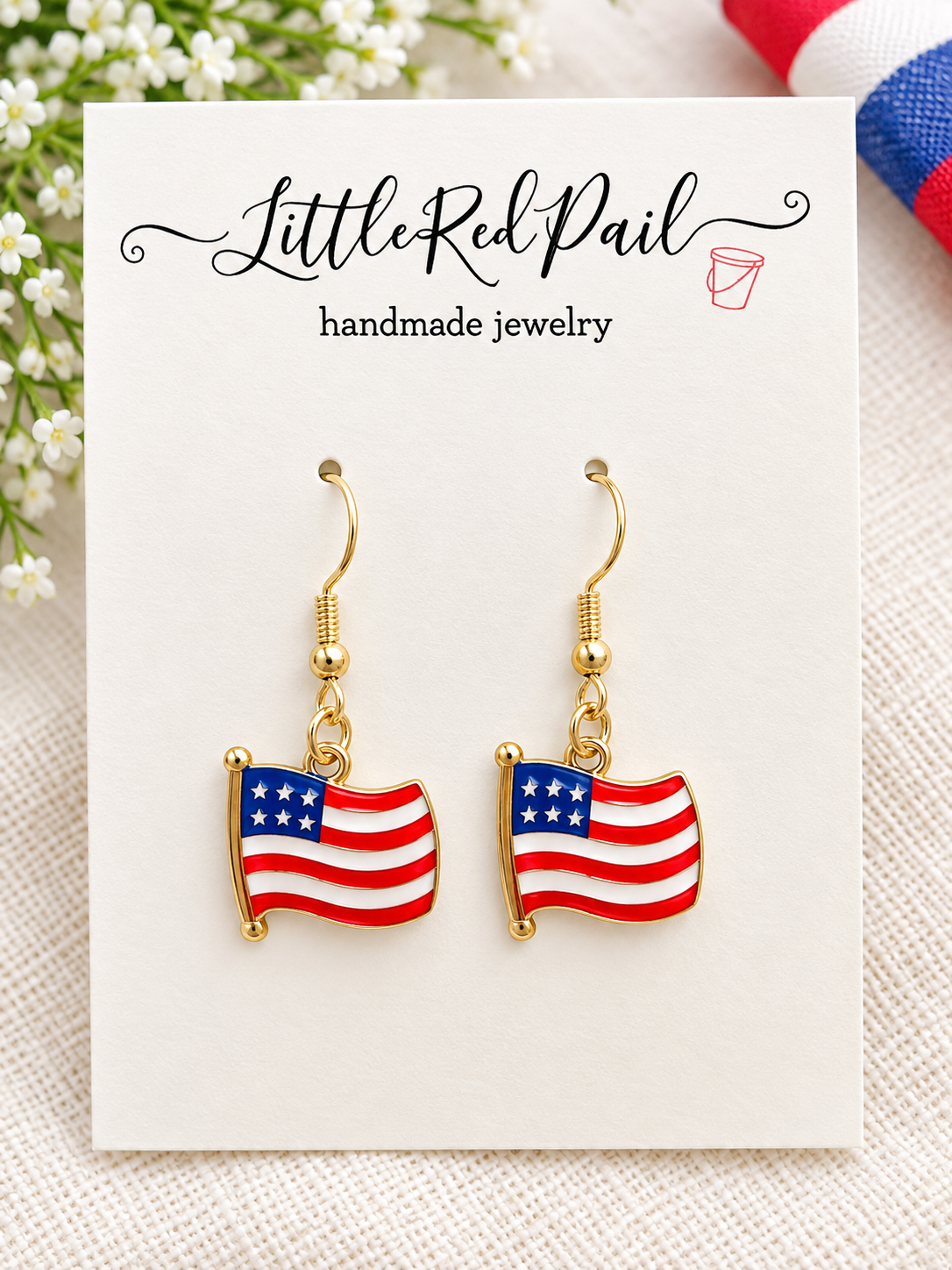 Flag earrings, patriotic earrings, 4th of July earrings