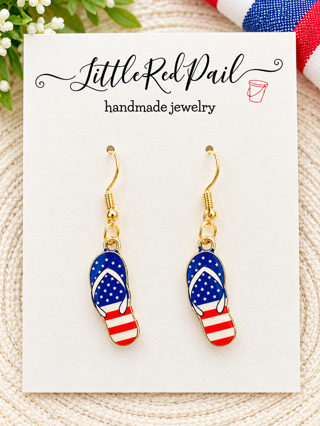 Flag earrings, patriotic earrings, 4th of July earrings
