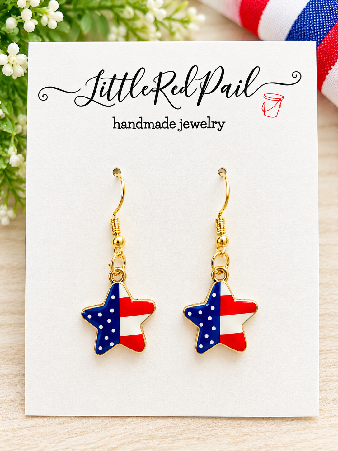 Flag earrings, patriotic earrings, 4th of July earrings