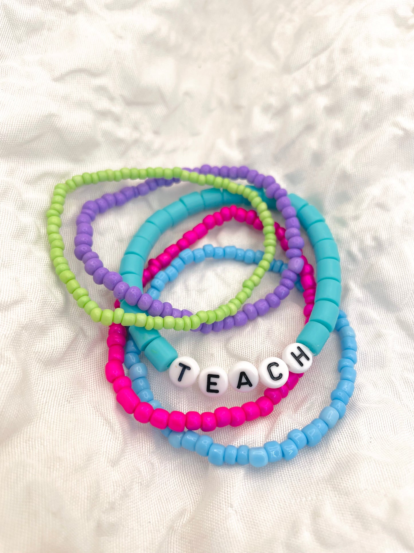 Teacher bracelet, colorful Stacked bracelet set