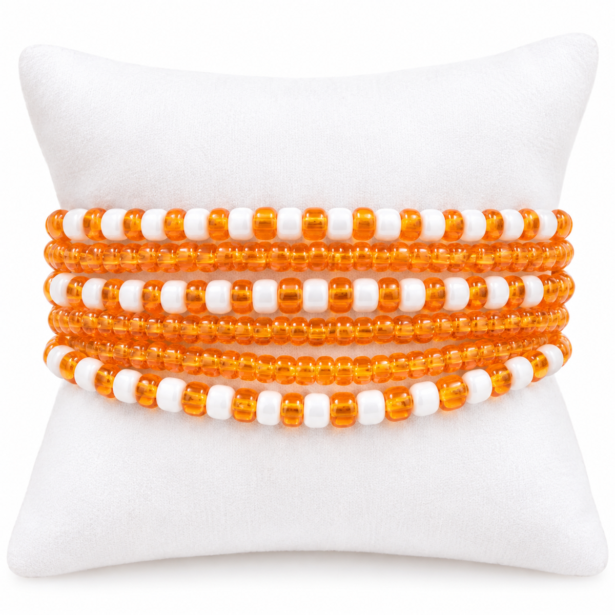 Orange and white Game Day bracelet set, fan bracelets