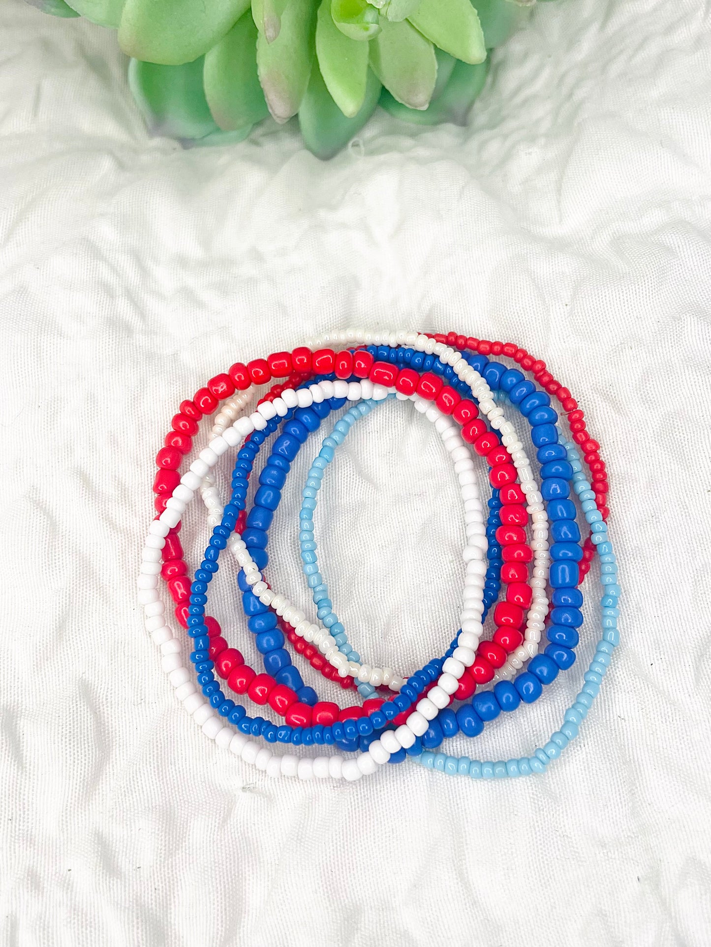 Red, White, and Blue Patriotic Beacelet Set