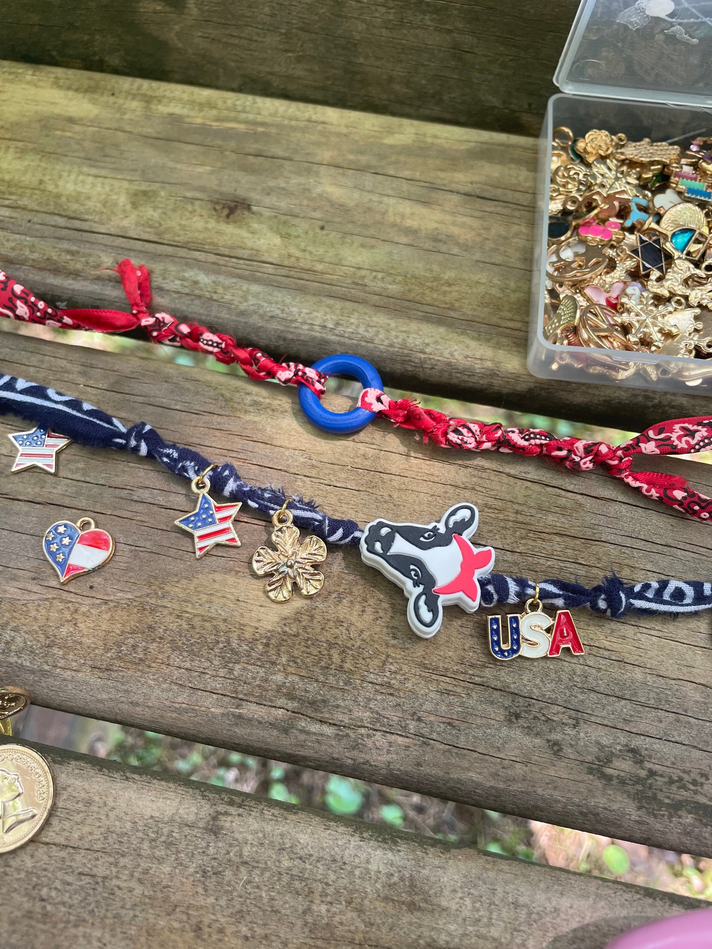 Patriotic bandana bracelets, USA bracelets, Merica