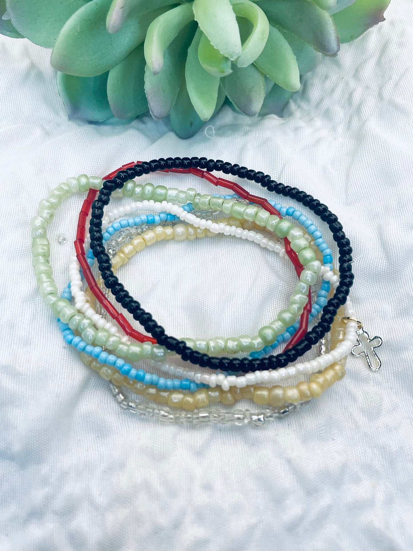 Salvation bracelet, beaded stacked bracelets