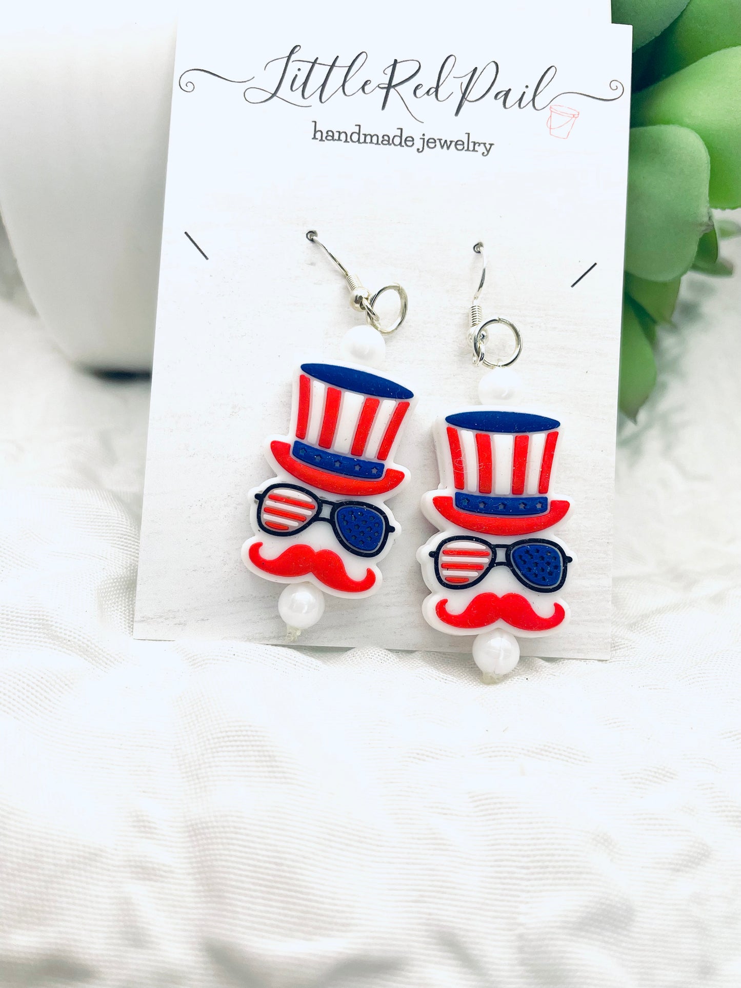 Patriotic earrings, 4th of July earrings, Independence Day jewelry