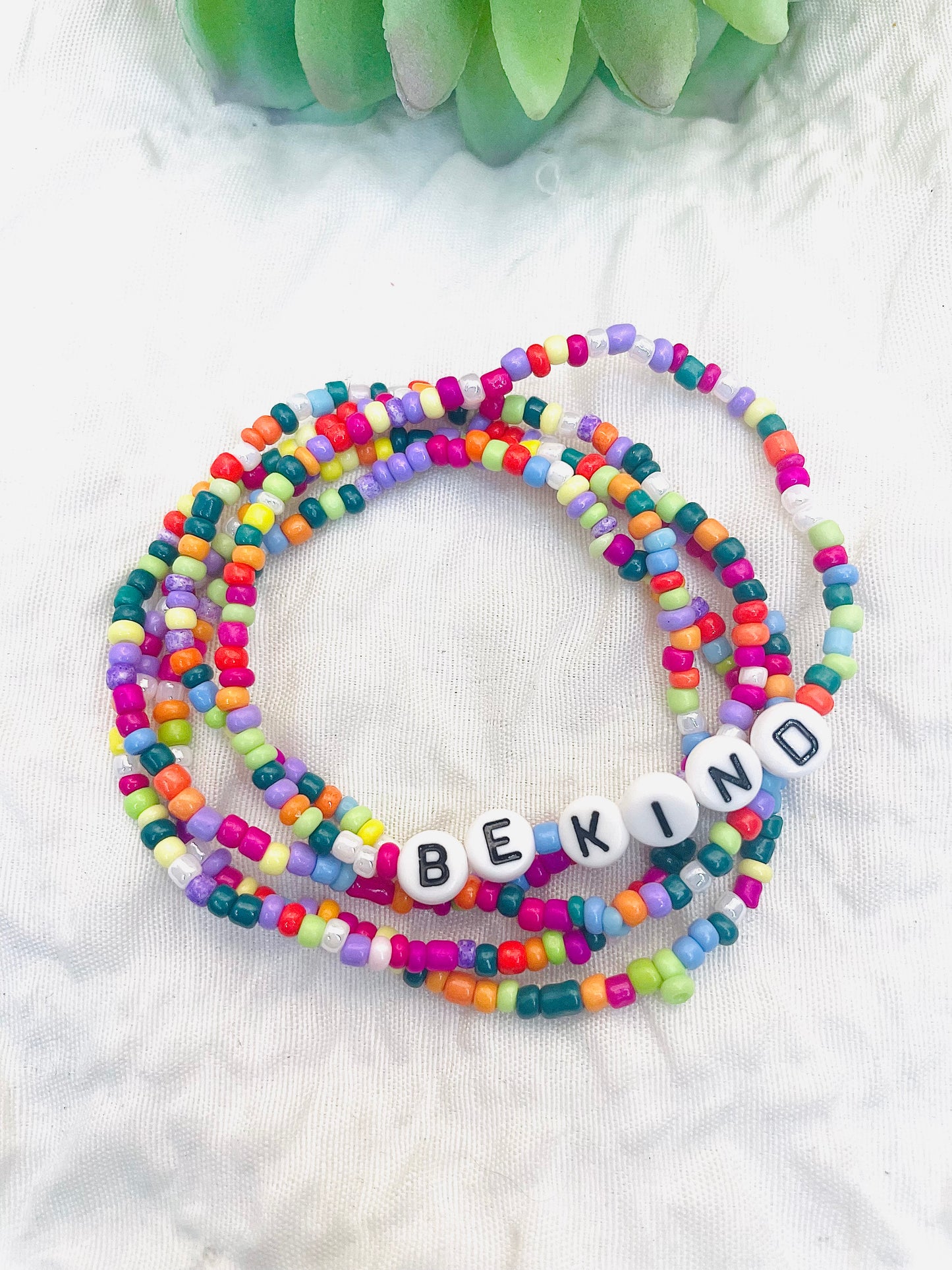 Be kind confetti bracelet, rainbow multi colored bracelets