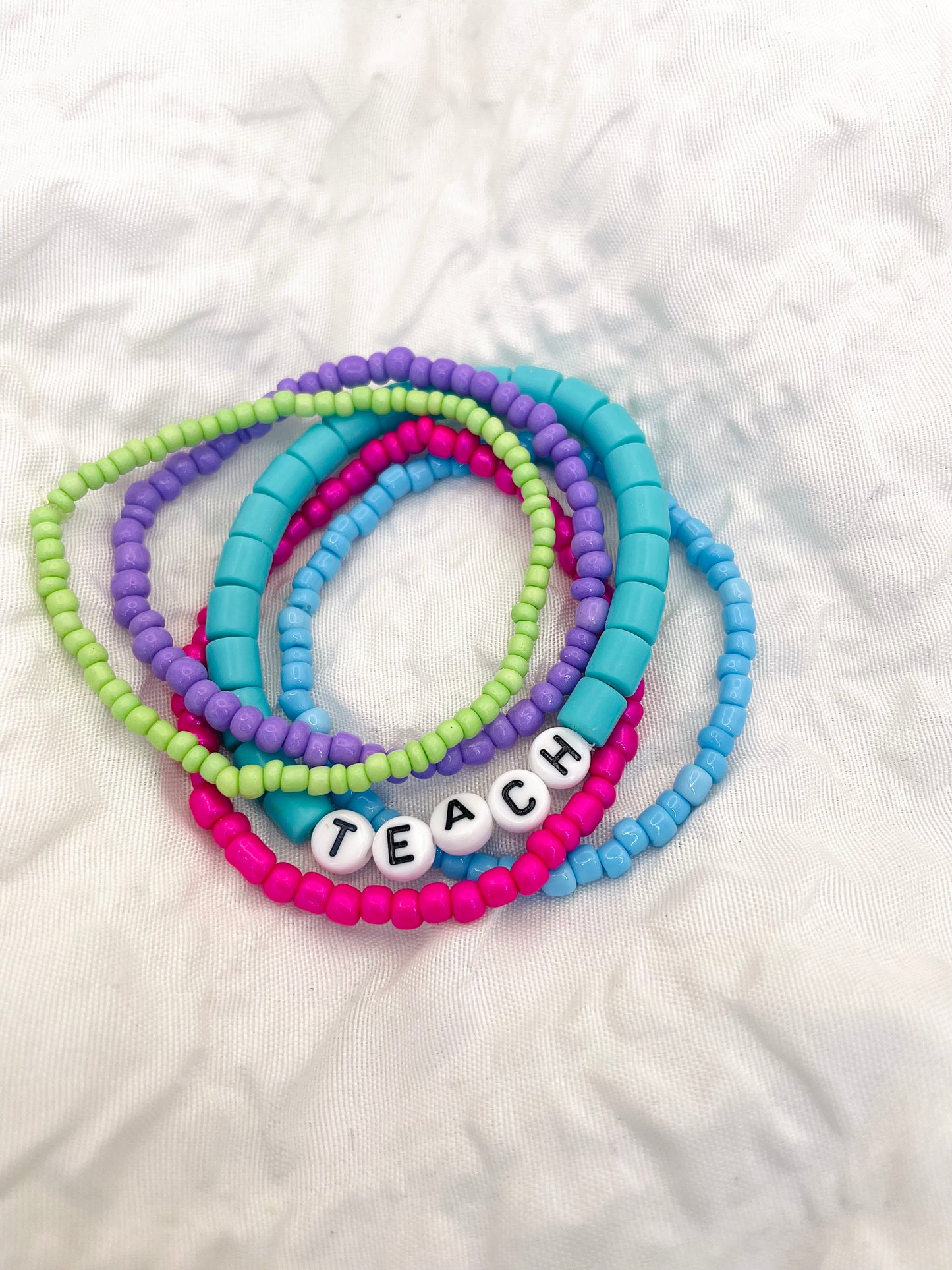 Teacher bracelet, colorful Stacked bracelet set