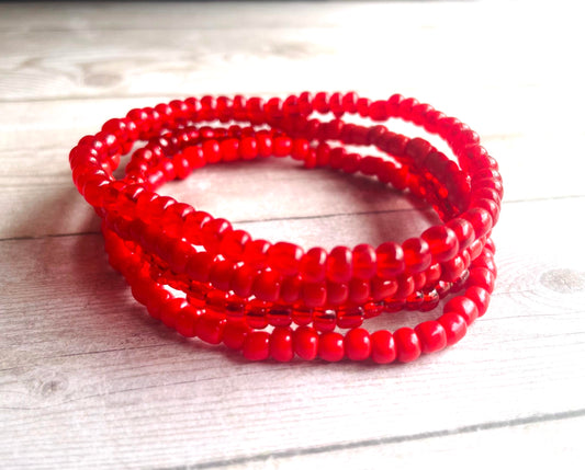 Red bracelets color stack bracelets