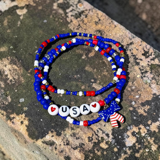 USA bracelets Red White and Blue dainty Bracelets Patriotic Bracelets