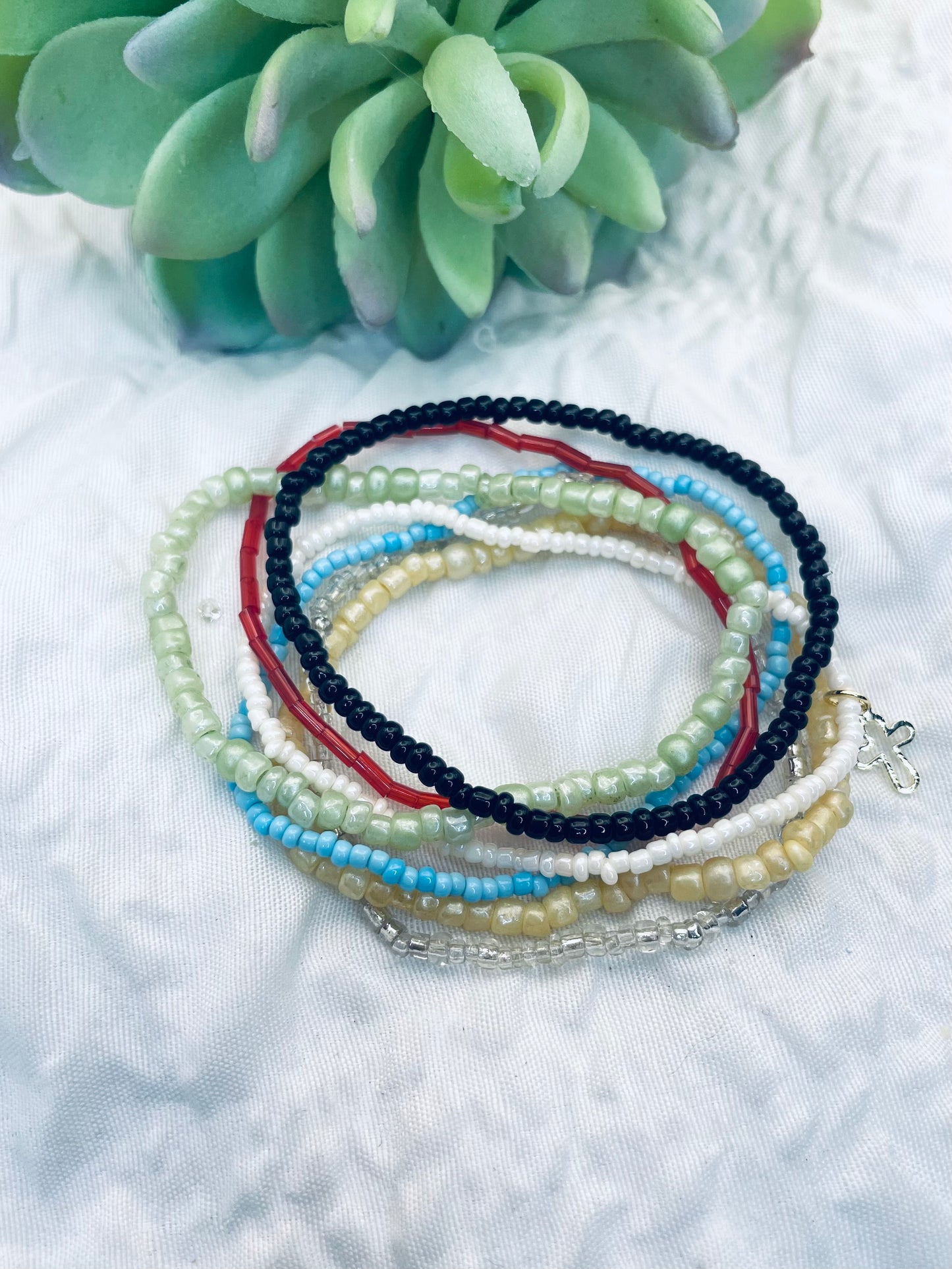 Salvation bracelet, beaded stacked bracelets
