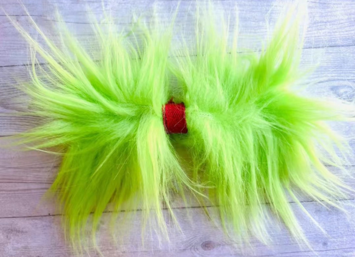 Fuzzy green Hair bow, Christmas bow