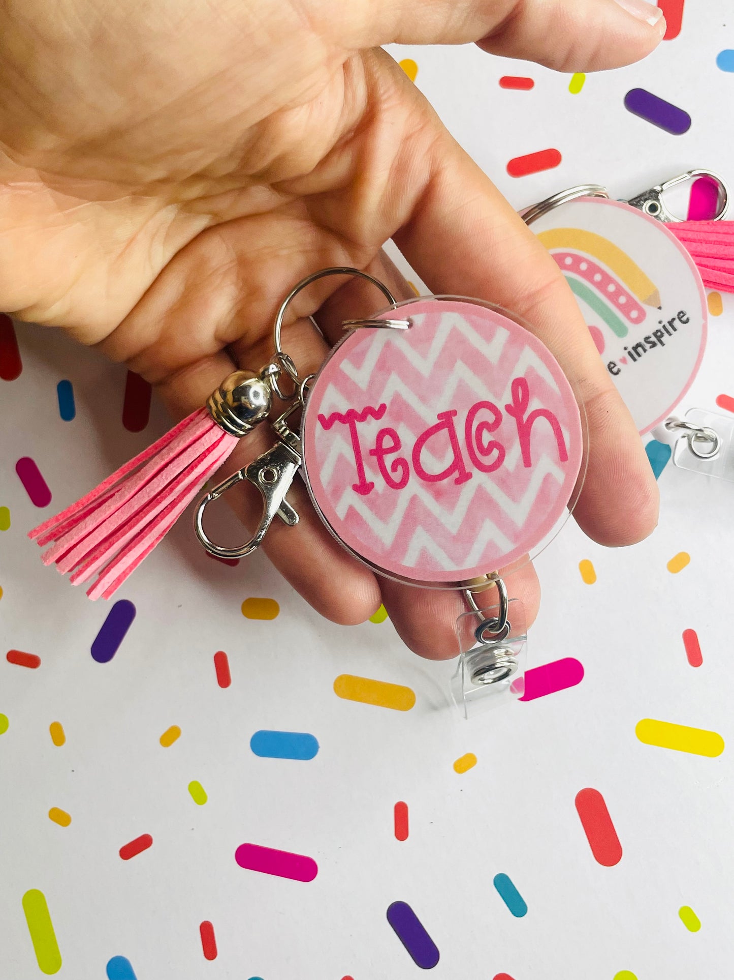 Teacher badge holder, retractable badge id holder, lanyard attachment