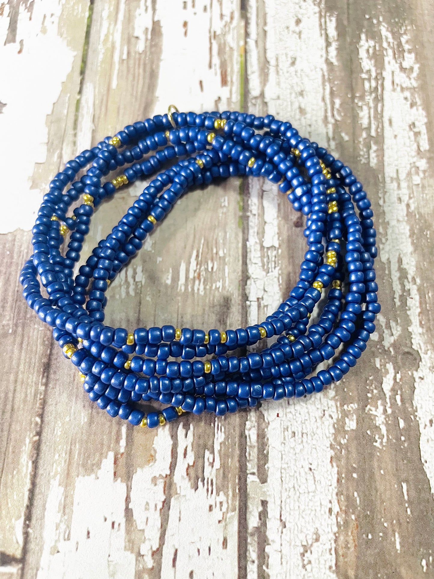 Indigo blue Beaded bracelet stack