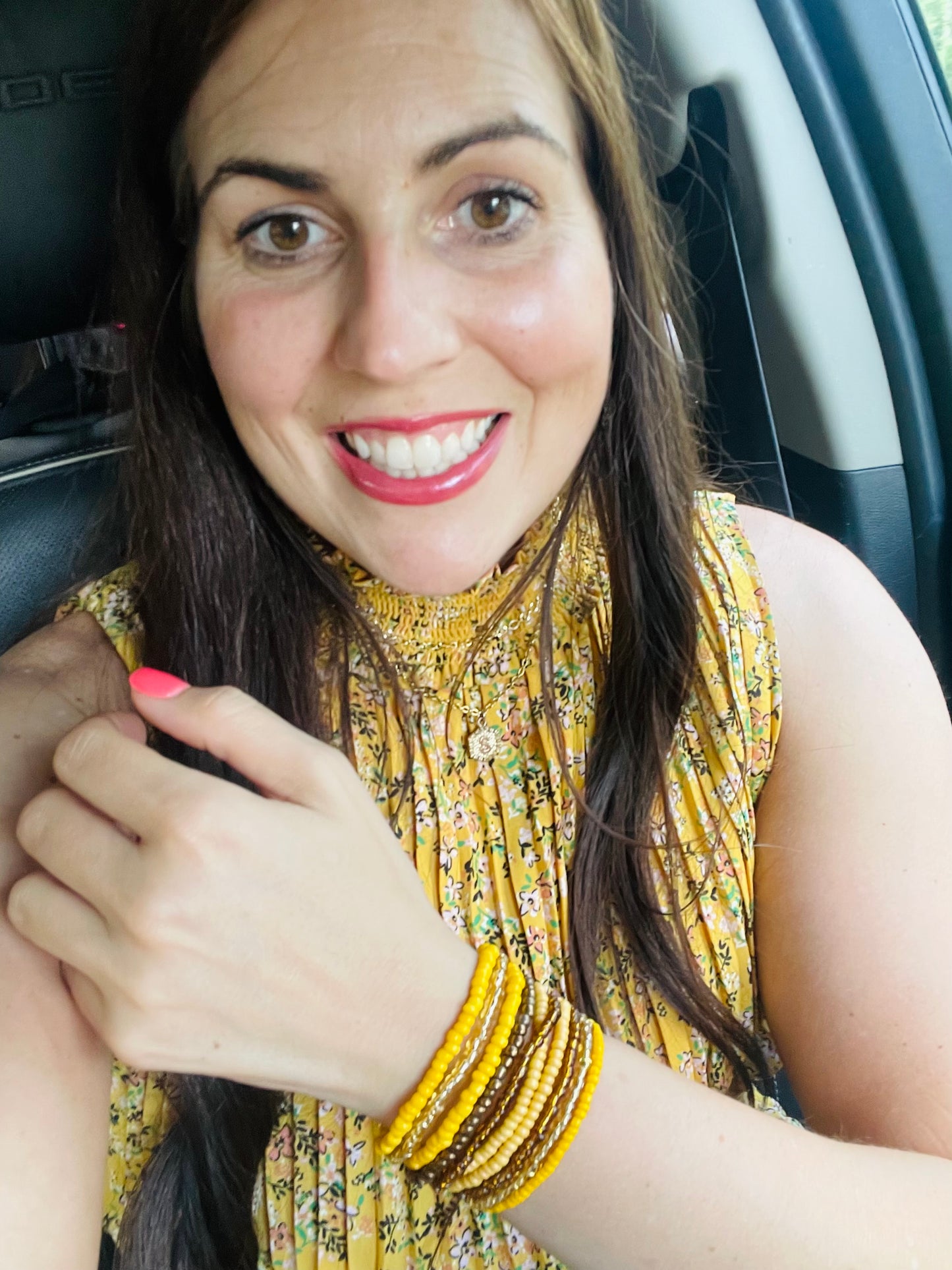 Mustard yellow and mocha shade bracelet stack 10pc