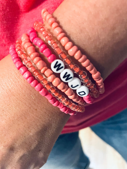 WWJD bracelet stack, 90s bracelet