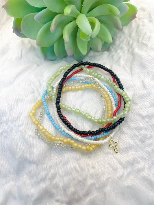 Salvation bracelet, beaded stacked bracelets