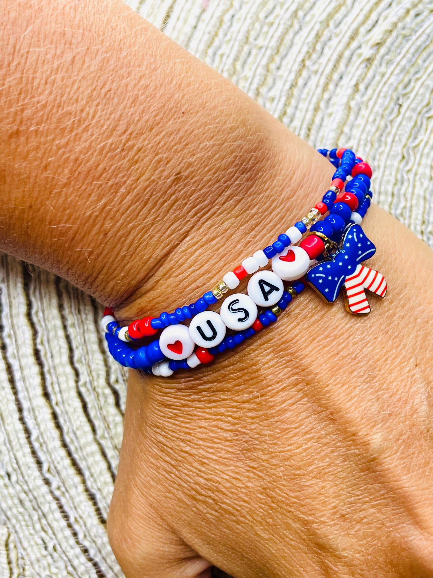 USA bracelets Red White and Blue dainty Bracelets Patriotic Bracelets