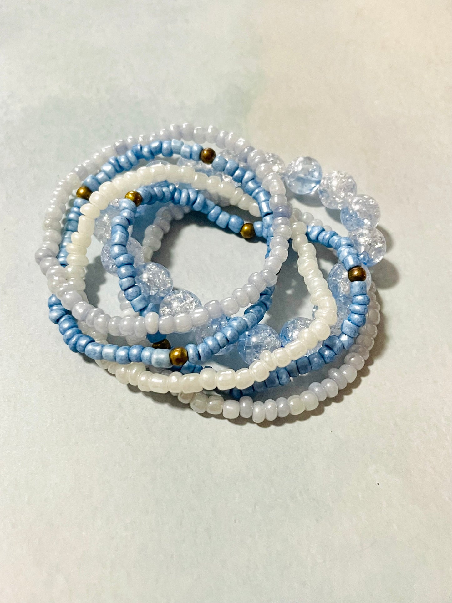 Beachy summer bracelets, blue periwinkle bracelet set, summer bracelets