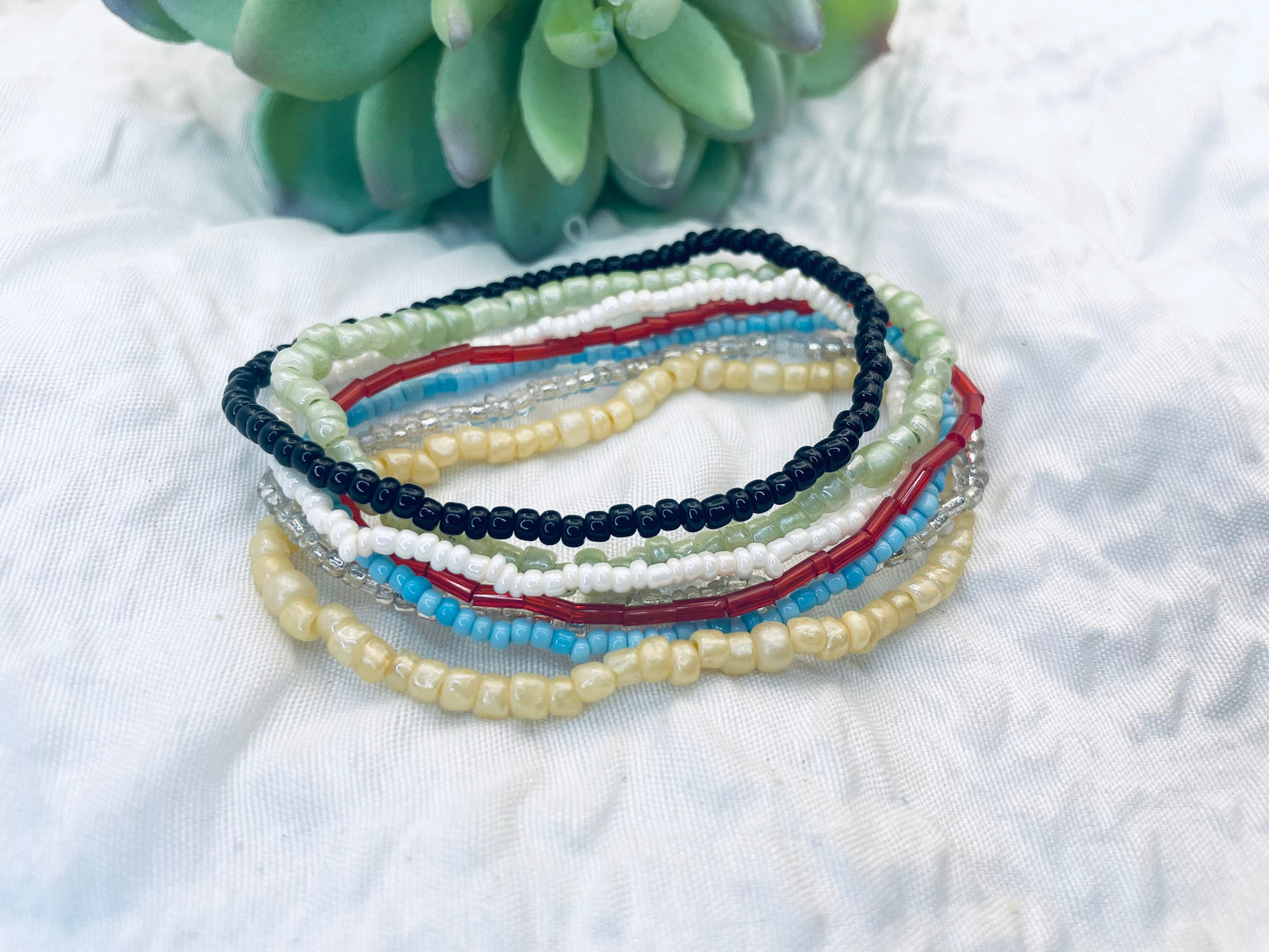 Salvation bracelet, beaded stacked bracelets