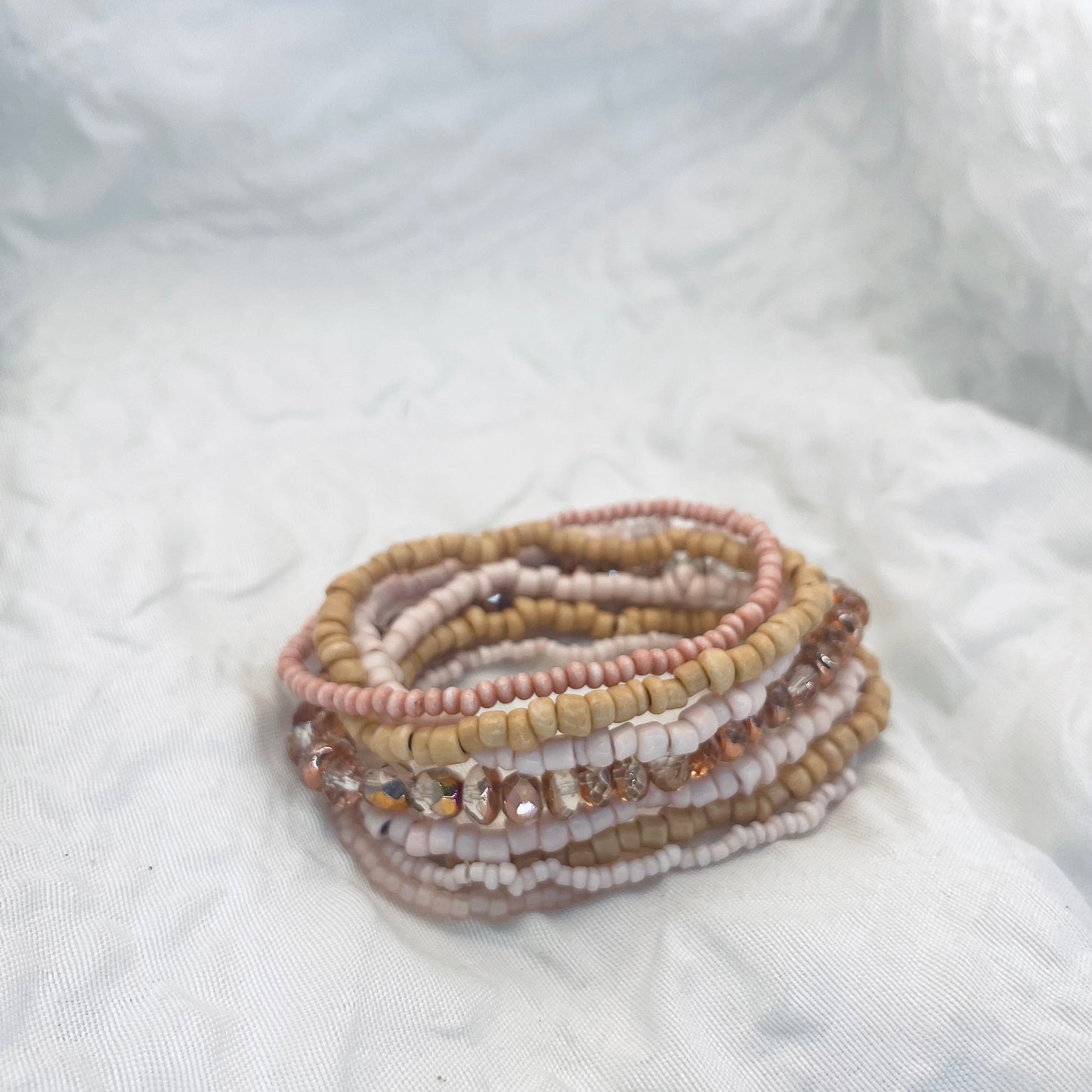 Pink bracelet set, blush pink bracelets, everyday bracelets