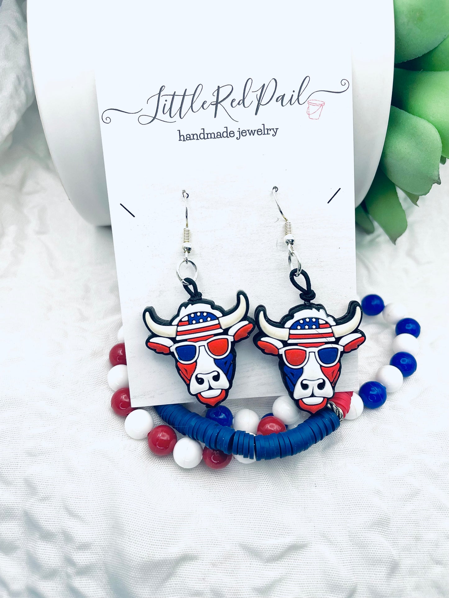 Patriotic earrings, 4th of July earrings, Independence Day jewelry