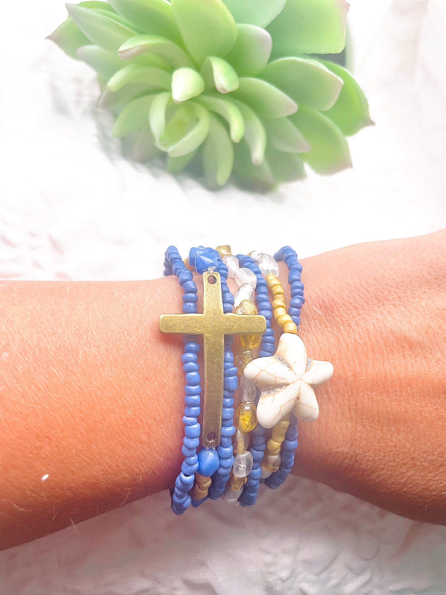 Summer beach bracelets, cross bracelet, starfish bracelet