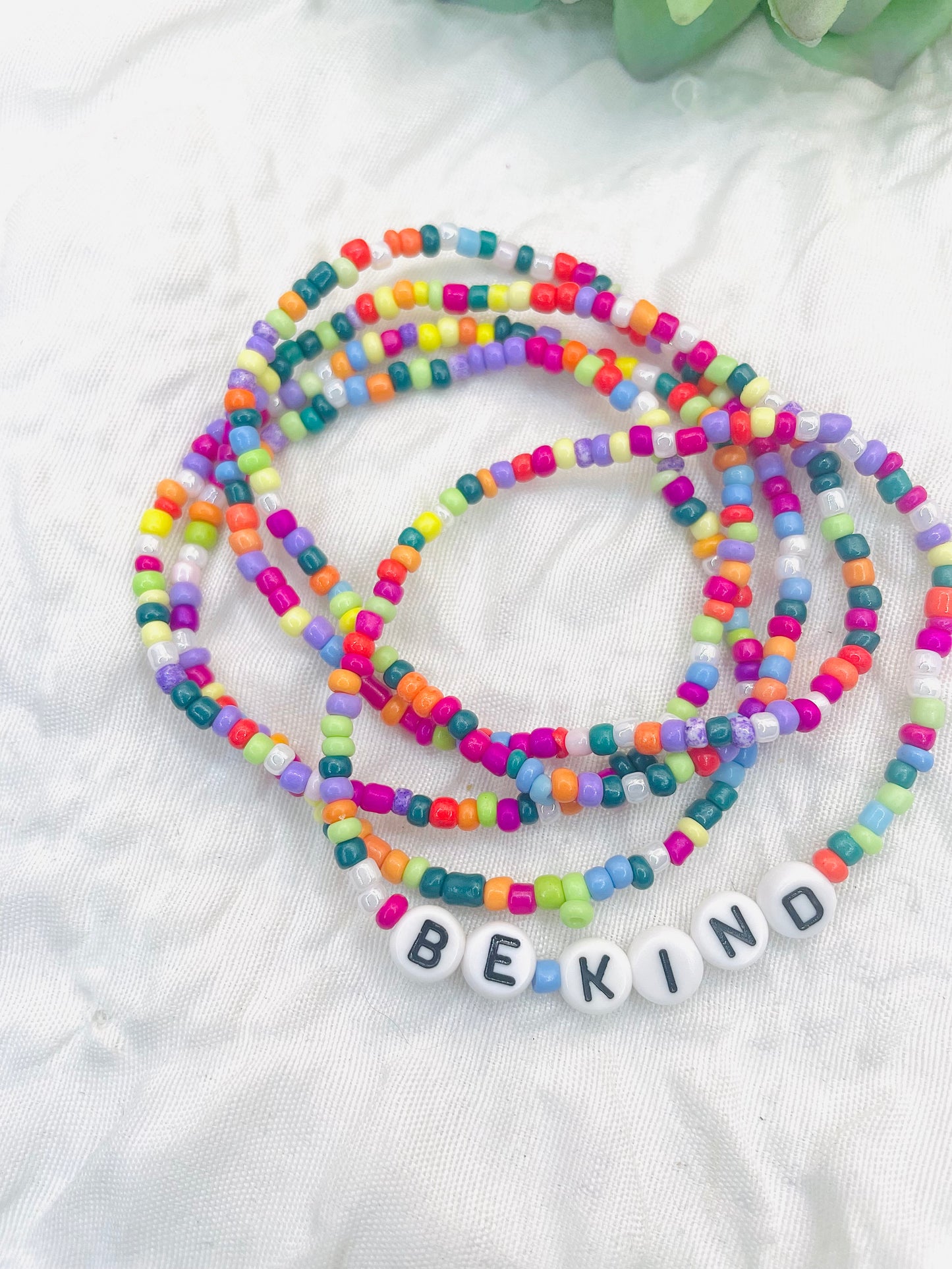 Be kind confetti bracelet, rainbow multi colored bracelets