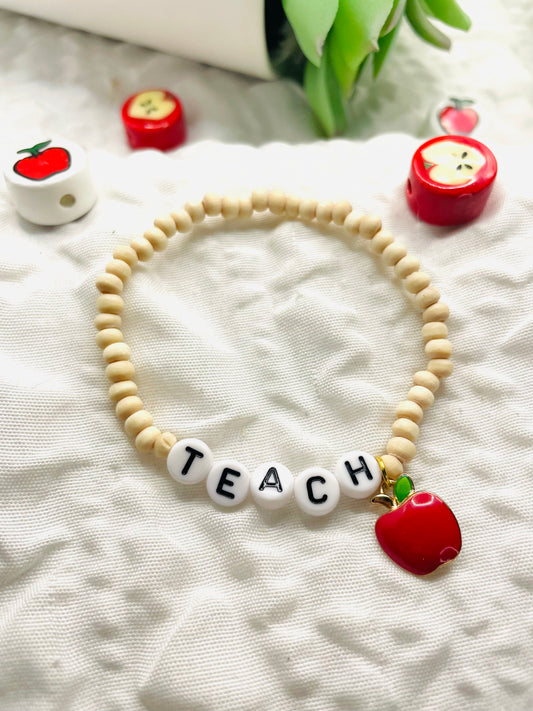 Teacher bracelet, teach apple bracelet, gift for teacher,