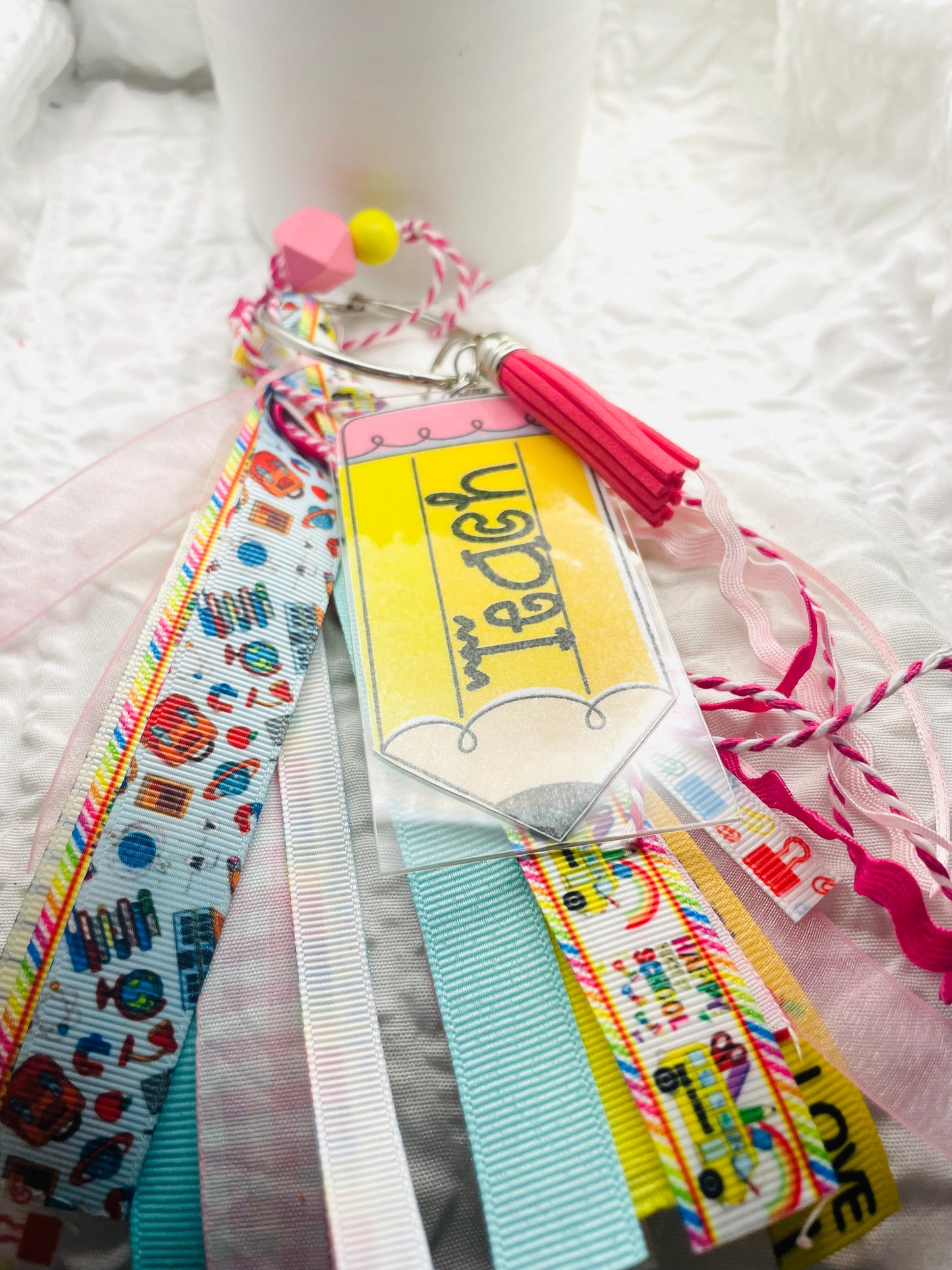 Teacher bag tag, Tassel keychain backpack tags, teacher gift