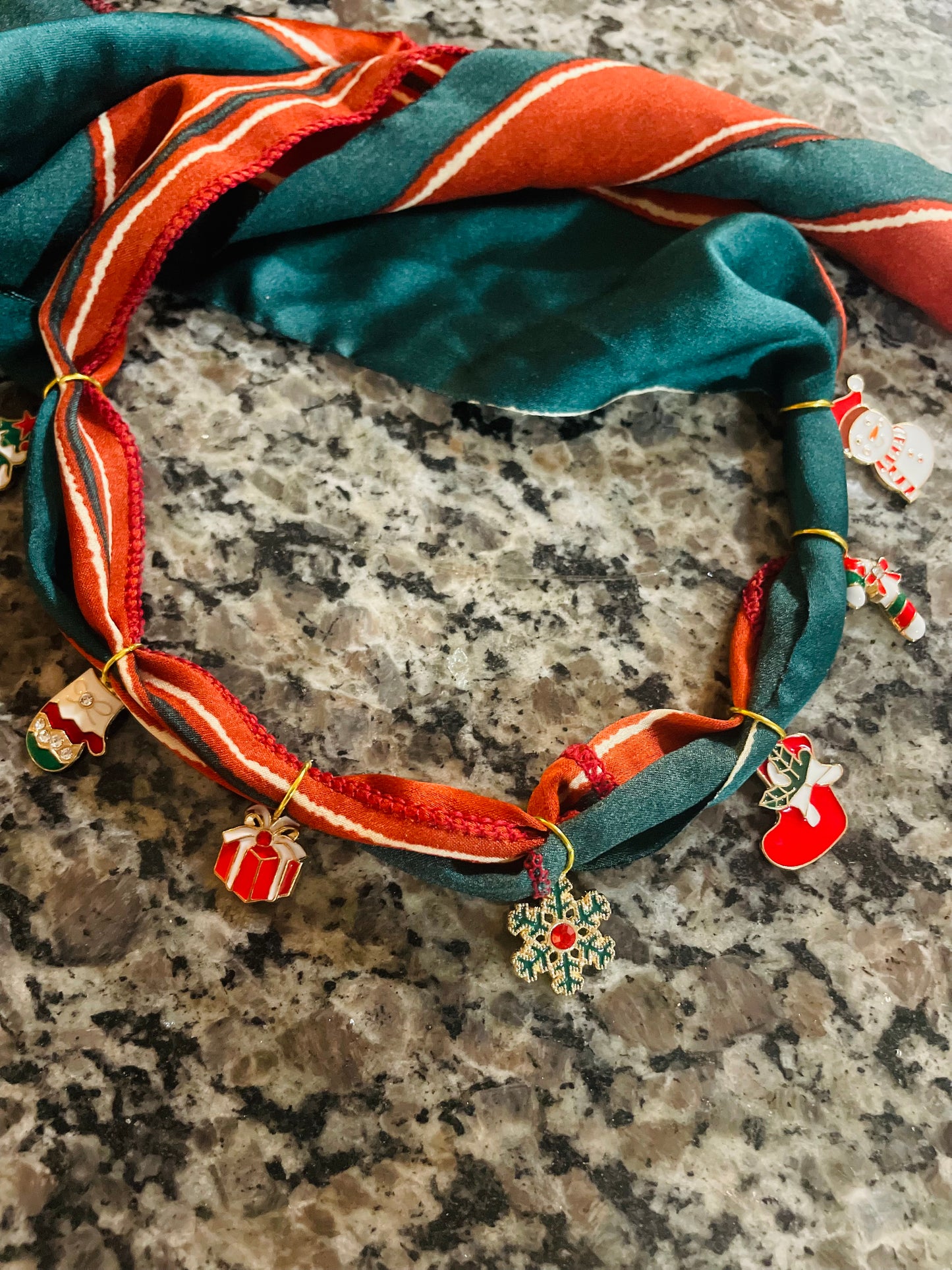 Christmas scarf charm necklace