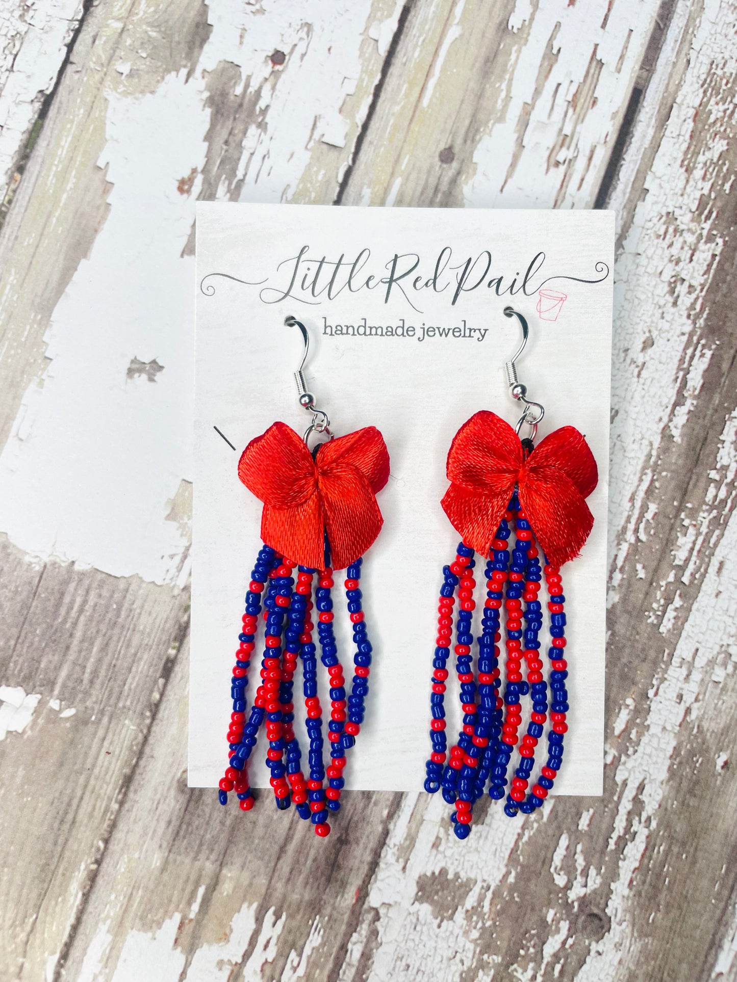 Beaded team earrings, Ole Miss earrings, custom team earrings