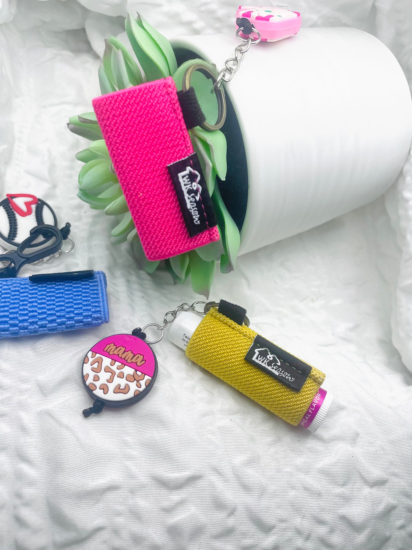 Lip balm holder keychain, cooler lip balm holder