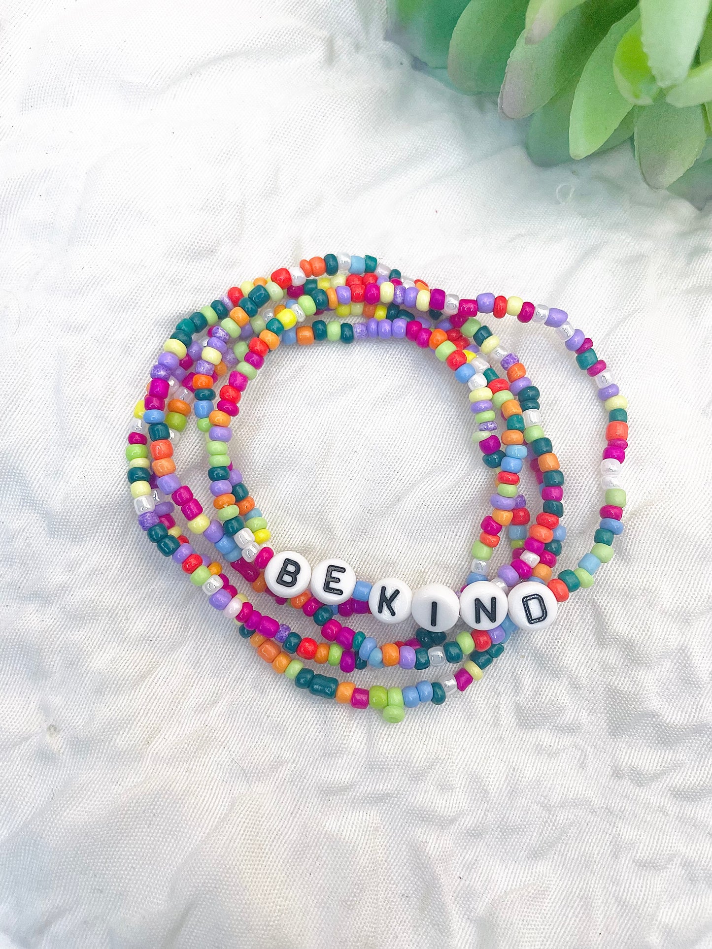 Be kind confetti bracelet, rainbow multi colored bracelets
