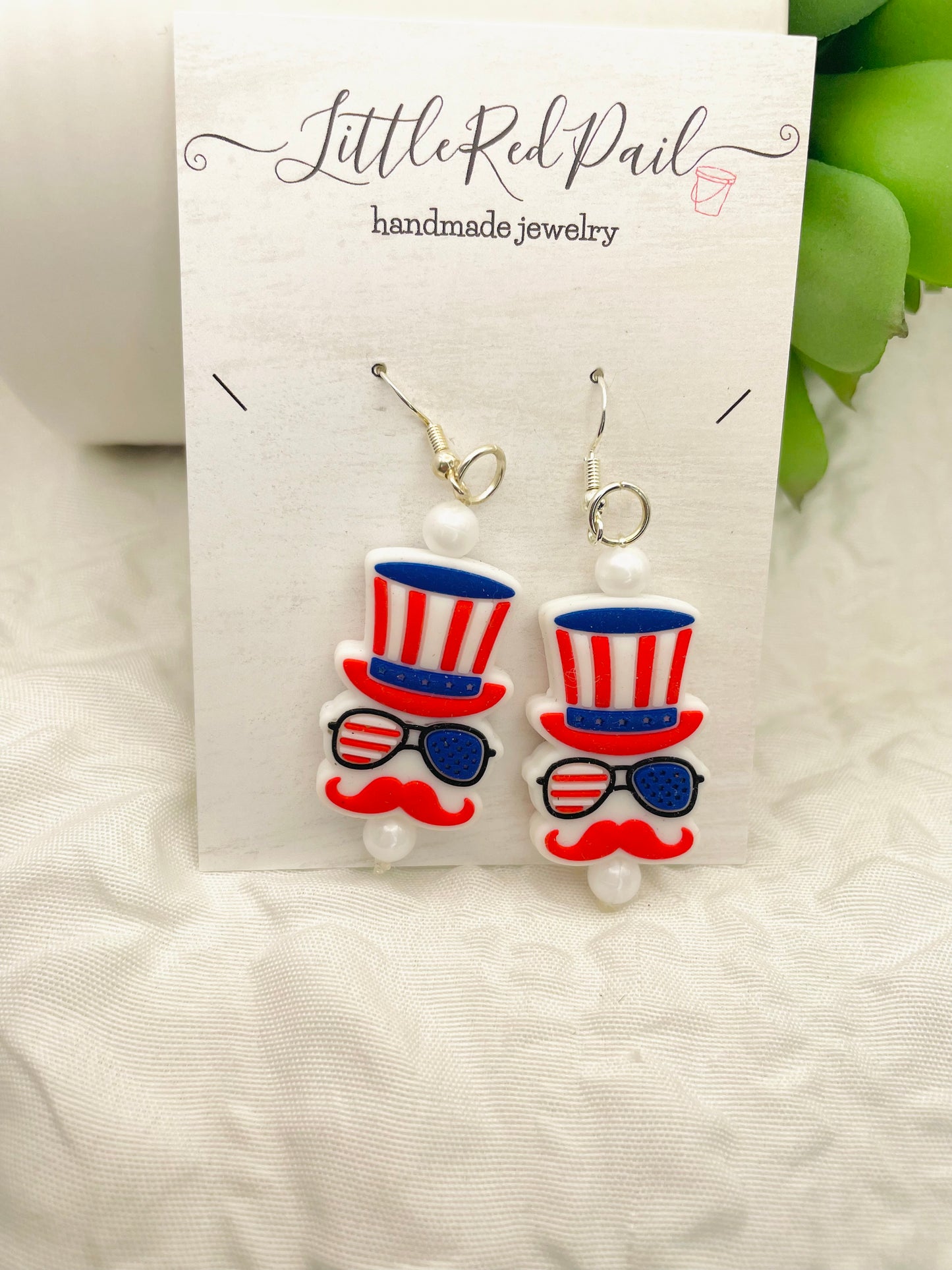 Patriotic earrings, 4th of July earrings, Independence Day jewelry