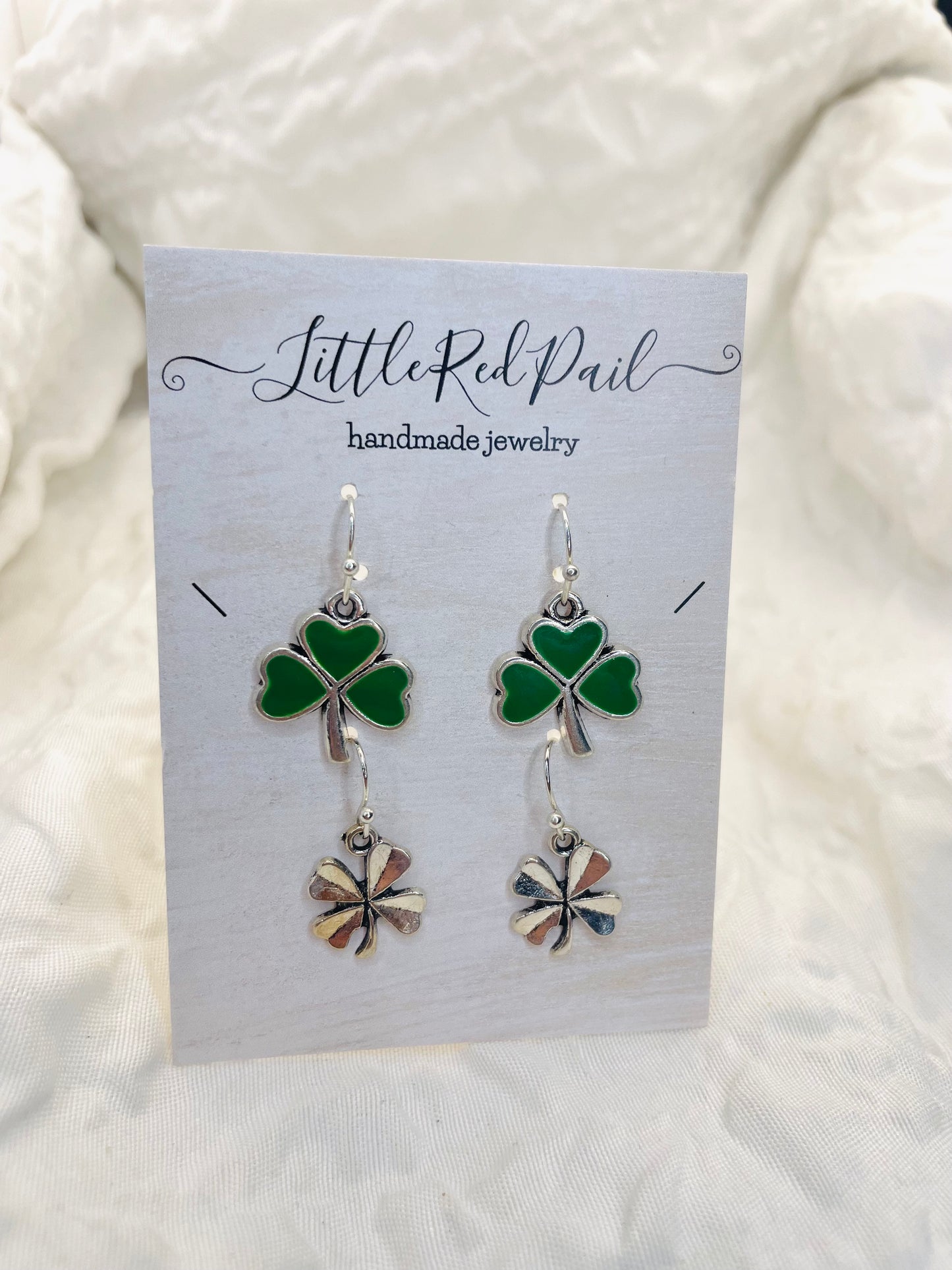 Shamrock earrings, St. Patrick’s Day earrings, 4 Lear clover earrings