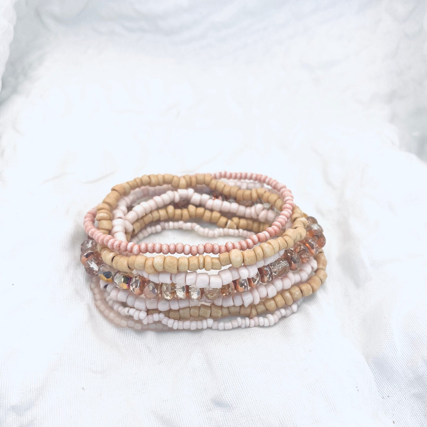 Pink bracelet set, blush pink bracelets, everyday bracelets