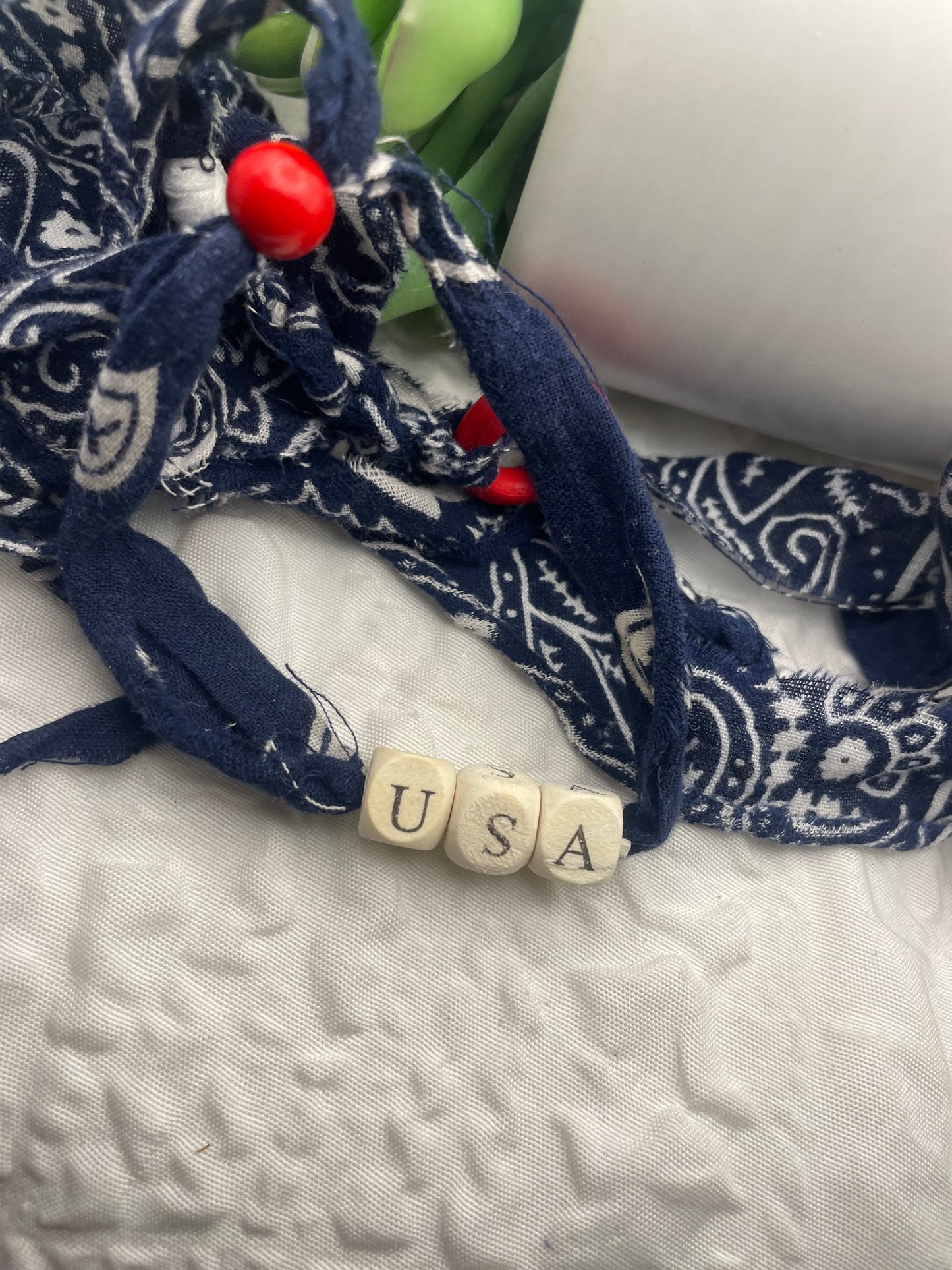 Patriotic bandana bracelets, USA bracelets, Merica