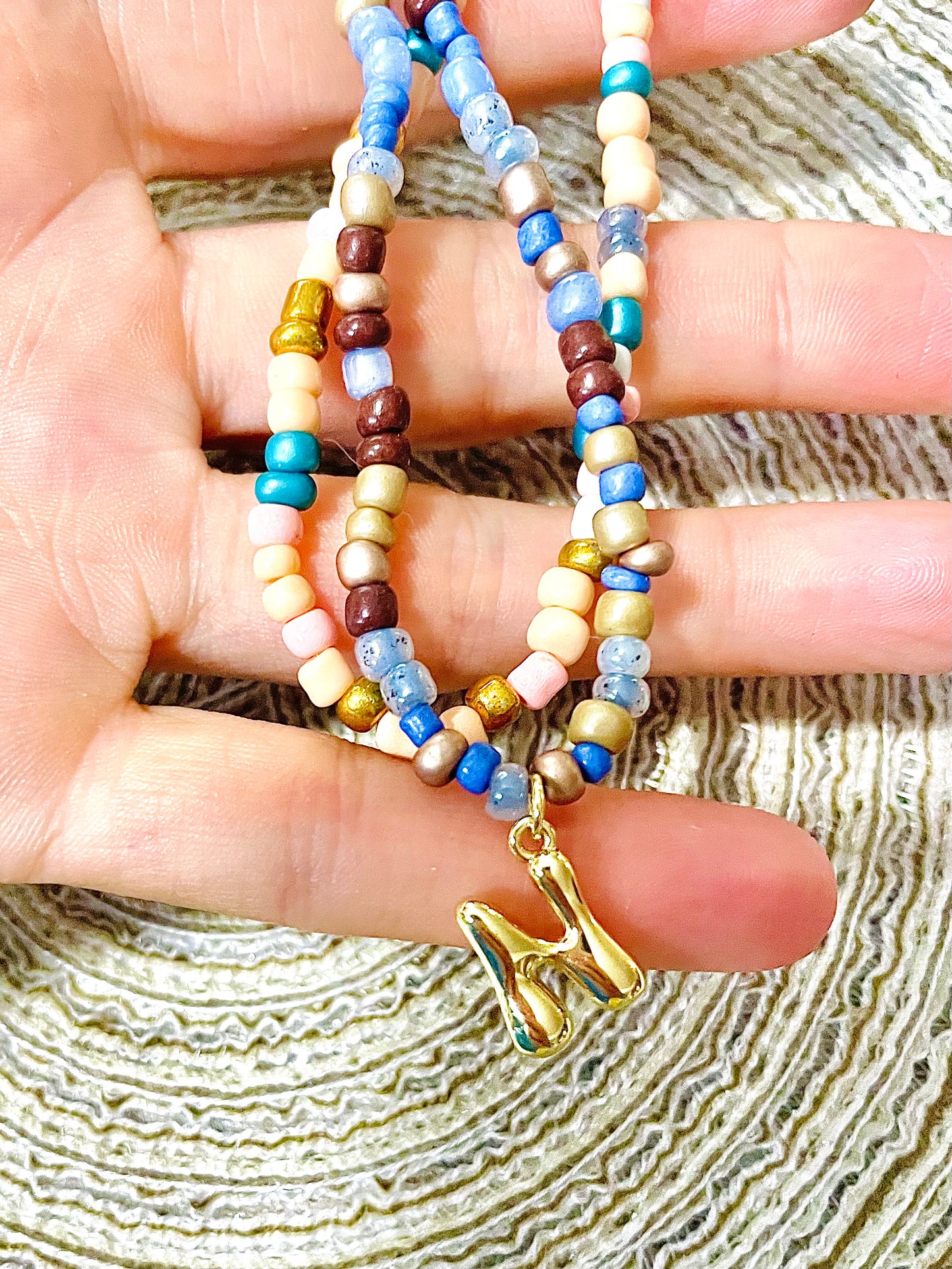 Colorful Beaded Initial Necklace for Women, Charm Necklaces for Women, Girls Jewelry