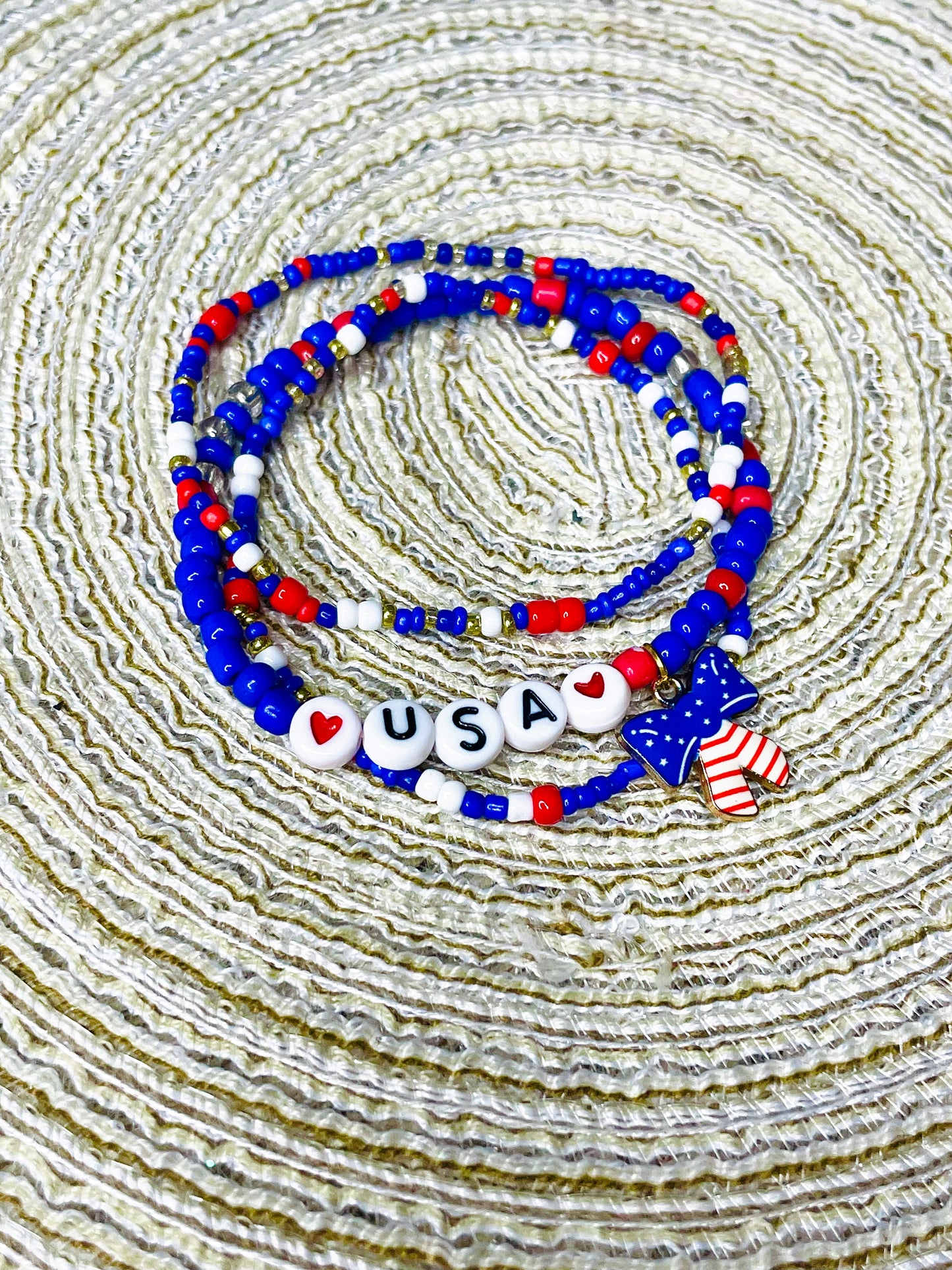 USA bracelets Red White and Blue dainty Bracelets Patriotic Bracelets