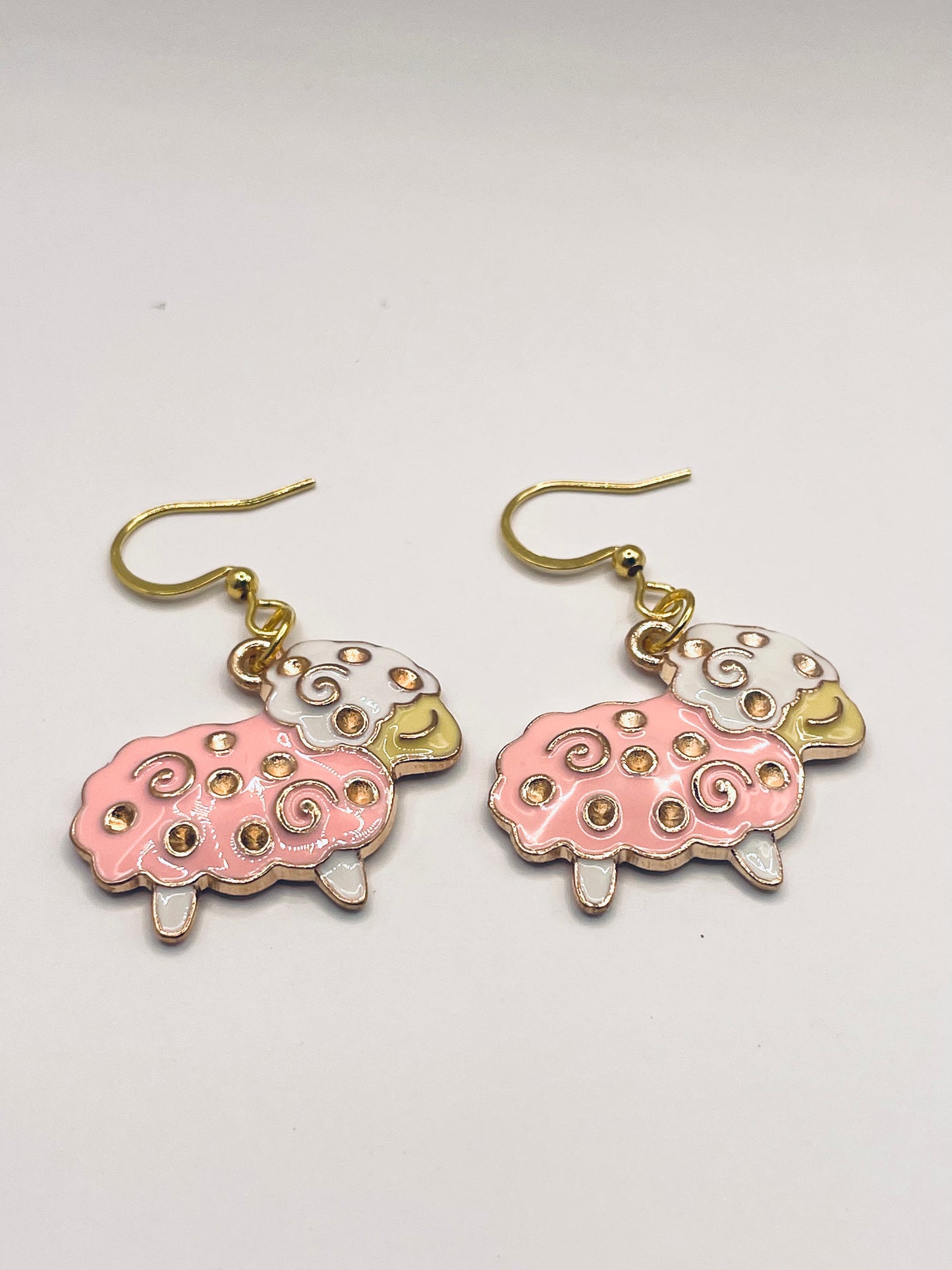 Sheep earrings, pink earrings, farm earrings