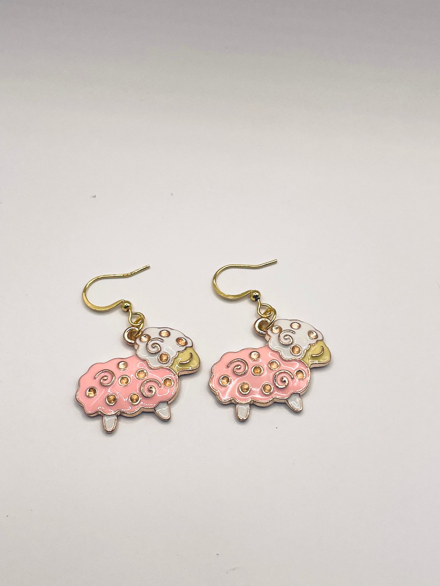 Sheep earrings, pink earrings, farm earrings