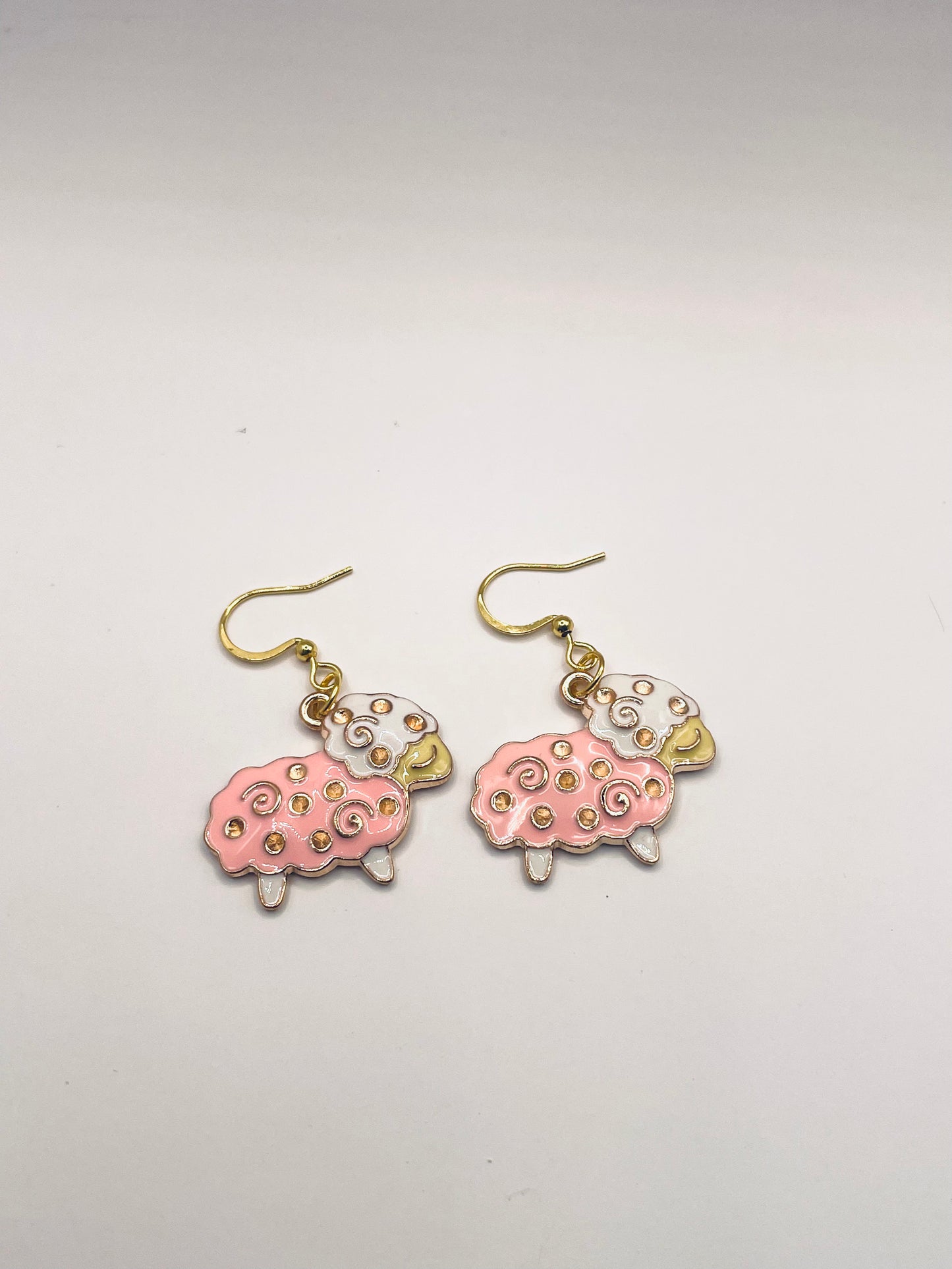 Sheep earrings, pink earrings, farm earrings