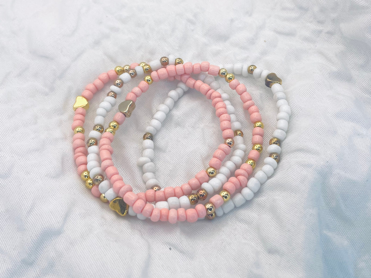 Spring bracelets, pink and white bracelets, blush bracelets