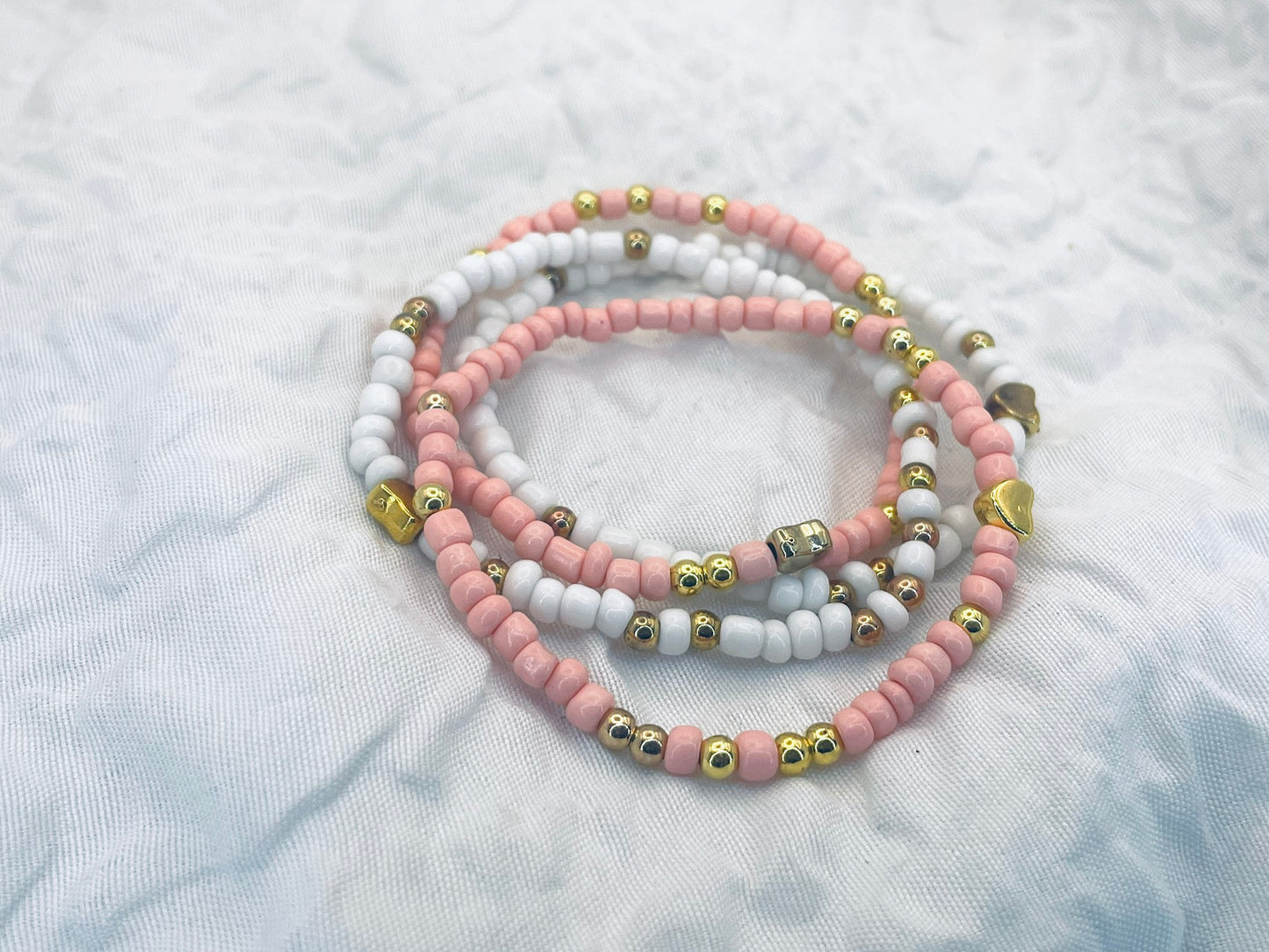 Spring bracelets, pink and white bracelets, blush bracelets
