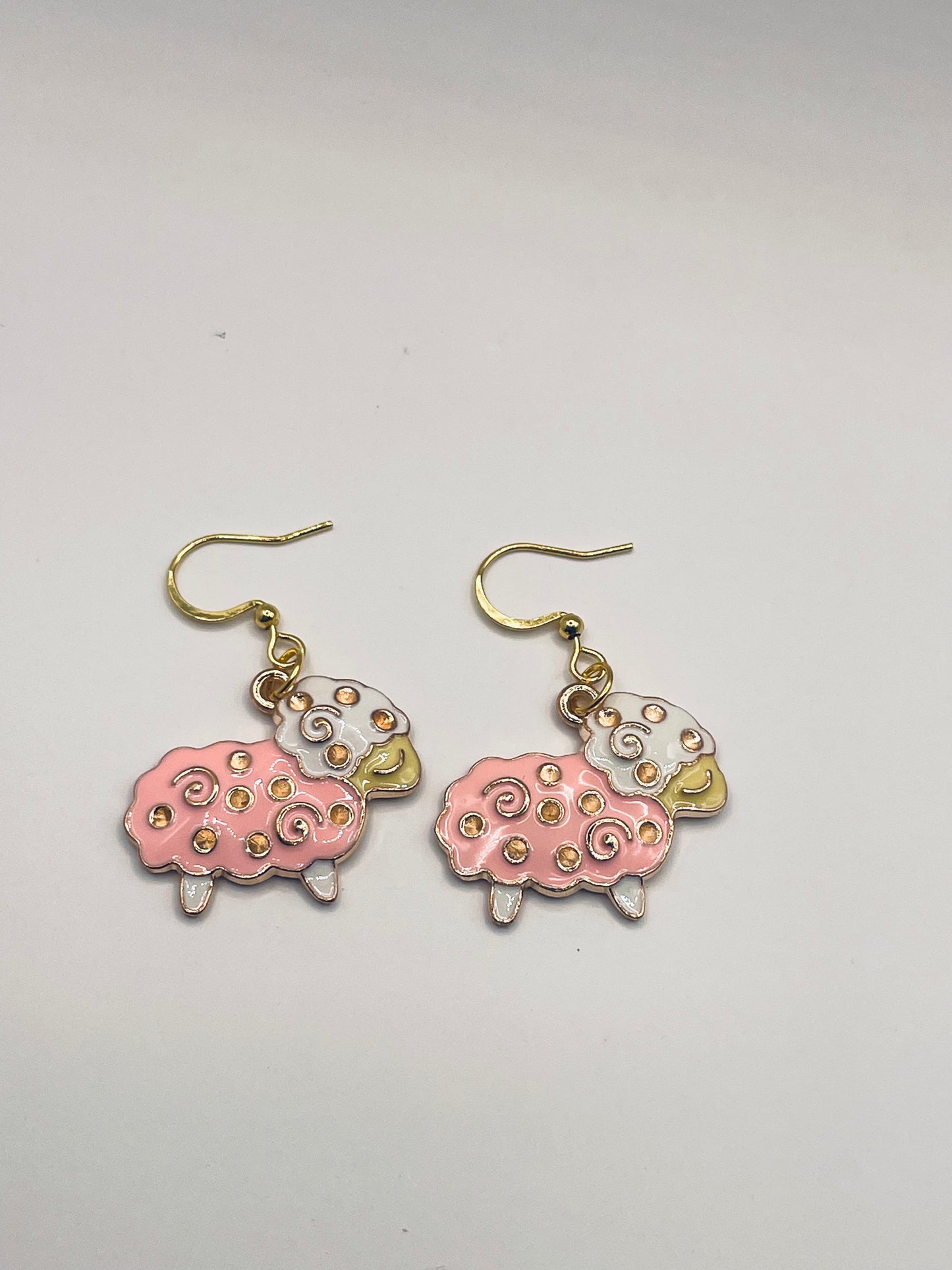 Sheep earrings, pink earrings, farm earrings