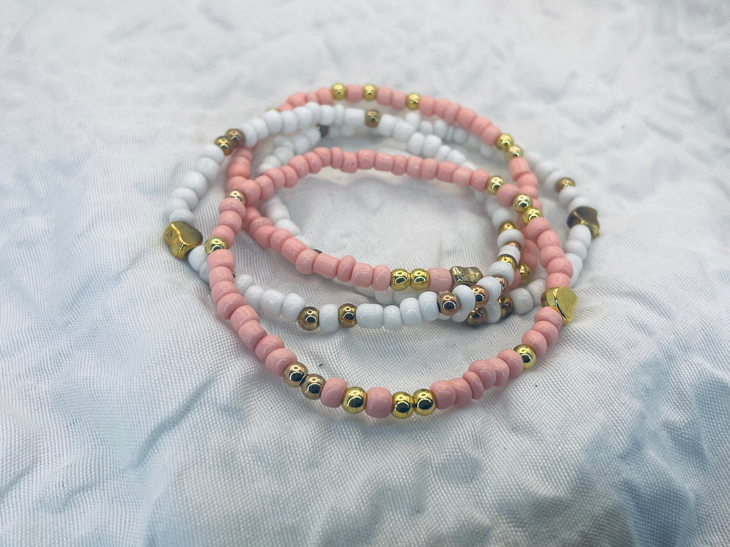 Spring bracelets, pink and white bracelets, blush bracelets